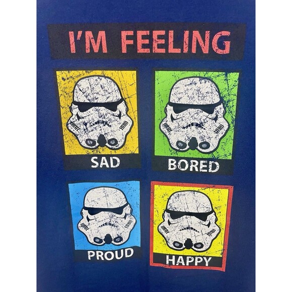 Star Wars Stormtrooper “I’m Feeling” Graphic T-Shirt Blue Youth Boys XL - Picture 2 of 4
